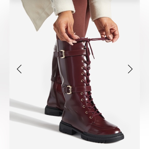 Womens New Shoedazzle Gabrela Lace-Up Flat Boot Color: Oxblood - Picture 3 of 14